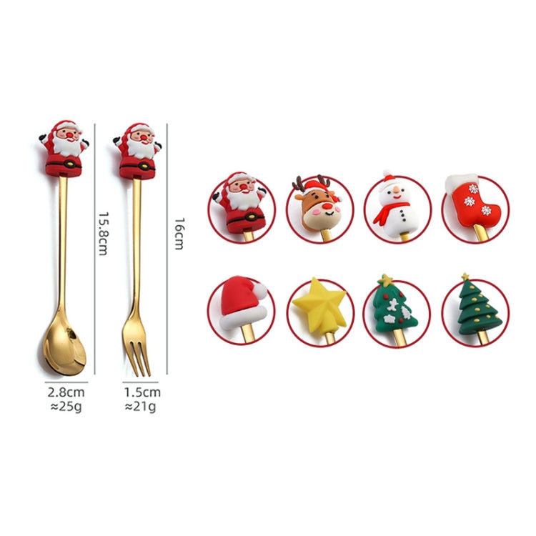 4pcs /Pack Christmas Cartoon Doll Stainless Steel Tableware, D Spoon