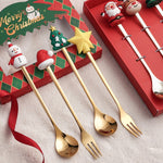 4pcs /Pack Christmas Cartoon Doll Stainless Steel Tableware, D Spoon