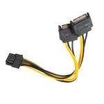 Full Copper GPU Graphics Card 8 Pin Female To Double 15 Pin SATA Computer Motherboard Power Transfer Line, 0.2m
