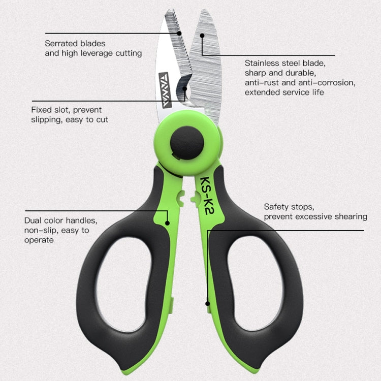 KomShine Stainless Steel Kevlar Serrated Fiber Optic Stripping Scissors, KS-K2