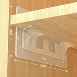 5pcs Adhesive Shelf Support Plastic Closet Cabinet Shelf Support Clip Punch Free Wall Hanger Sticker, Long Double Row Partition Tray