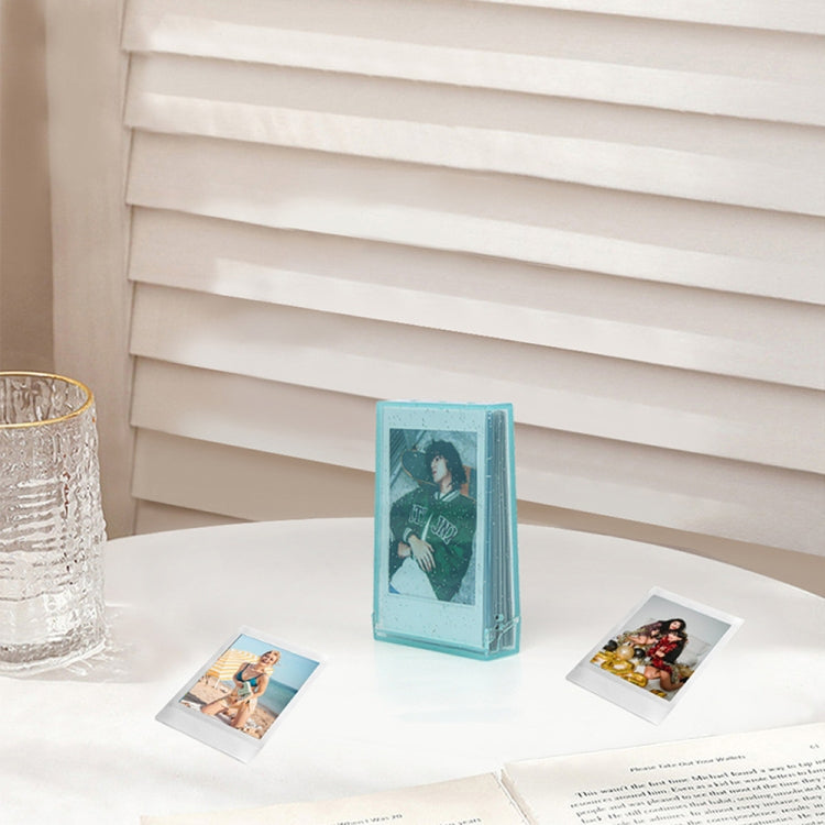3 inch Ice Cream Glitter Photo Box Celebrity Photo Card Storage Box For Polaroids, Transparent, Pink, Purple, Blue, Green