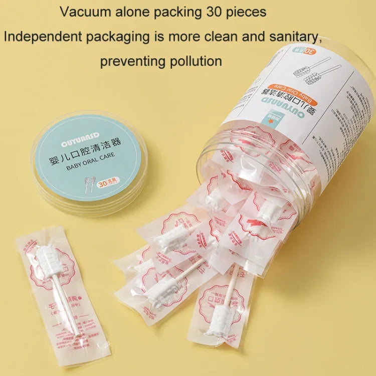 CUYUANSD 30pcs/can Baby Oral Cleaner Tongue Cleaning Gauze Swab, Classic