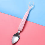 Baby Fruit Double-Ended Scraping Spoon 304 Stainless Steel Silicone Soft Spoon, Pink, Blue, Blue With Storage Box, Pink With Storage Box
