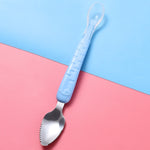 Baby Fruit Double-Ended Scraping Spoon 304 Stainless Steel Silicone Soft Spoon, Pink, Blue, Blue With Storage Box, Pink With Storage Box