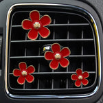 4pcs/set Small Chrysanthemum Perfume Alloy Jewelry Car Air Outlet Decoration Clip, White, Black, Red, Blue
