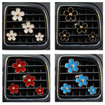 4pcs/set Small Chrysanthemum Perfume Alloy Jewelry Car Air Outlet Decoration Clip, White, Black, Red, Blue