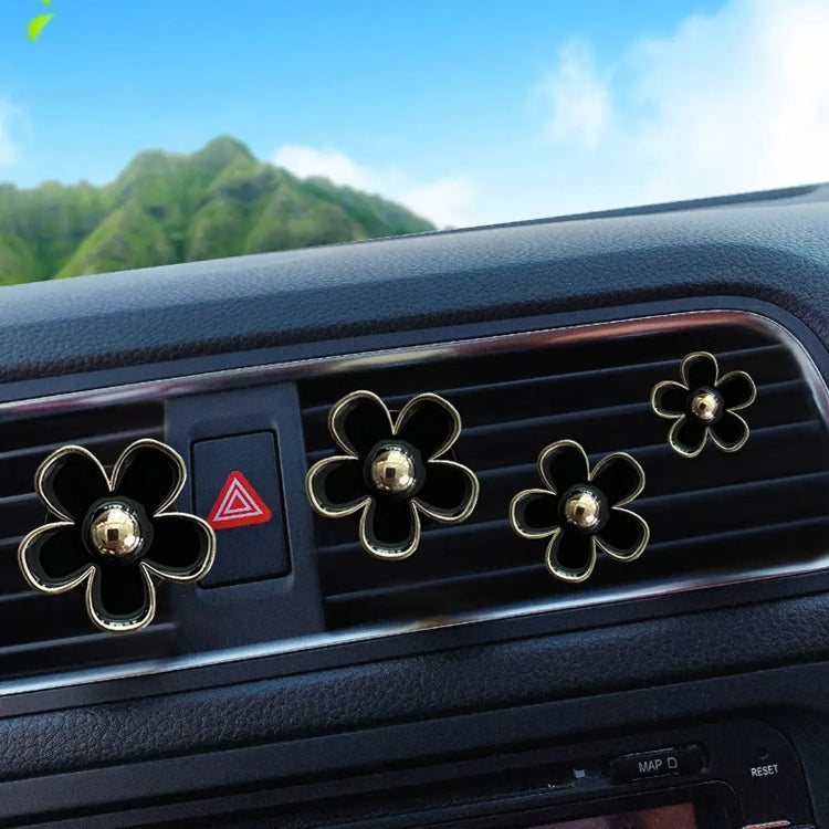 4pcs/set Small Chrysanthemum Perfume Alloy Jewelry Car Air Outlet Decoration Clip, White, Black, Red, Blue