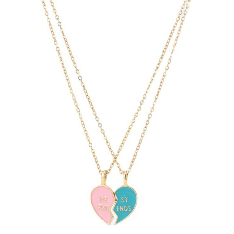 BEST FRIEND Love Lockbone Chain Matching Heart Pendant Friendship Card Necklace