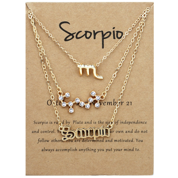 3 In 1 12 Zodiac Signs Necklace Set Retro Alphabet Symbols With Diamonds Jewelry Set, Scorpion Golden, Sagittarius Golden, Capricorn Golden, Taurus Golden, Pisces Golden, Leo Golden, Libra Golden, Cancer Golden, Aquarius Golden, Virgo Golden, Aries Gol...