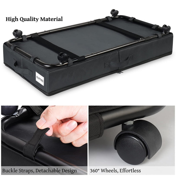Foldable Under Bed Clothes Shoes Storage Bins with Wheels & Handles, Transparent Cover Gray 78x38x16cm