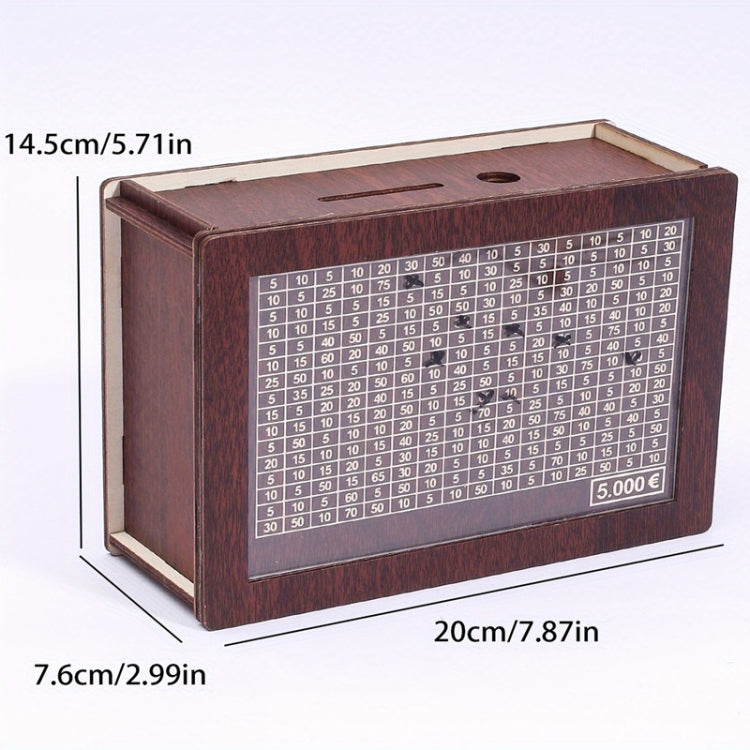 Wooden Money Box Piggy Bank With Counter Home Library Decoration, Light Brown 1000 Euros, Light Brown 2000 Euros, Light Brown 3000 Euros, Light Brown 5000 Euros, Light Brown 10,000 Euros, Dark Brown 1000 Euros, Dark Brown 2000 Euros, Dark Brown 3000 Eu...