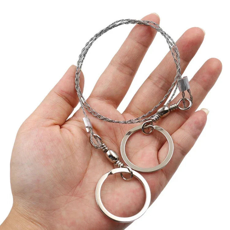 Stainless Steel Hand-pulled Wire Saw Rope Outdoor Camping Survival Equipment Saw, Orange 70cm, Black 70cm, Black 63cm, Orange 63cm