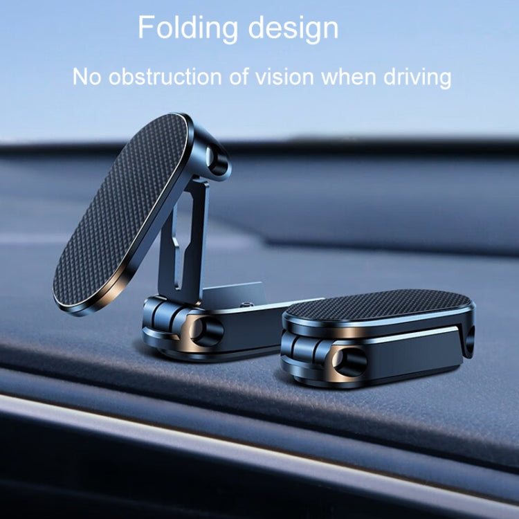 D11 Magnetic Folding Car Phone Holder Rotatable Dashboard Stick-On Navigation Stand, Black Frosted, Silver Frosted