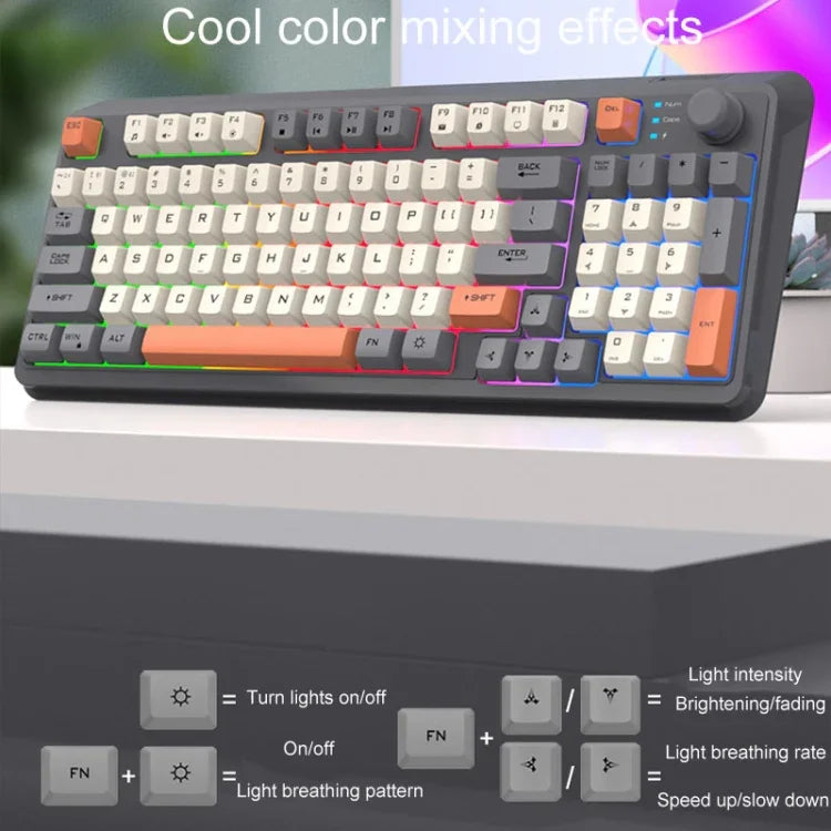 XUNSVFOX K94 Wireless Bluetooth Dual Mode Mechanical Keyboard Gaming Office Laptop Keyboard