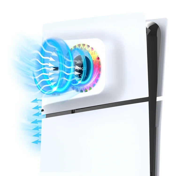 For PS5 Slim ipega PG-P5S019 Temperature Control Cooling Fan Face Cover Cooler + USB HUB with RGB Lights, ipega PG-P5S019