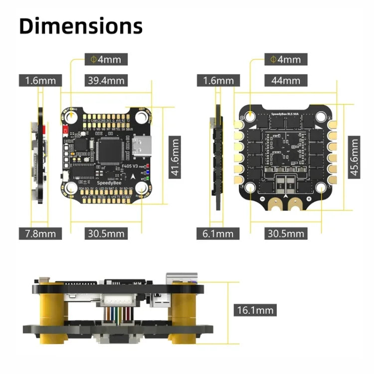 3-6S Lipo Barometer For RC Drone, SpeedyBee BLS 50A 4-in-1 ESC