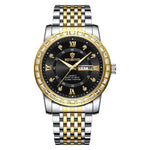 BINBOND B2202 Diamond Dual-calendar Luminous Quartz Watch, Inter-gold-Blue, Inter-gold-Green, Inter-gold-Black, Inter-gold-White, Full-gold-Gold, Full-gold-Black, White Steel-Blue, White Steel-Black
