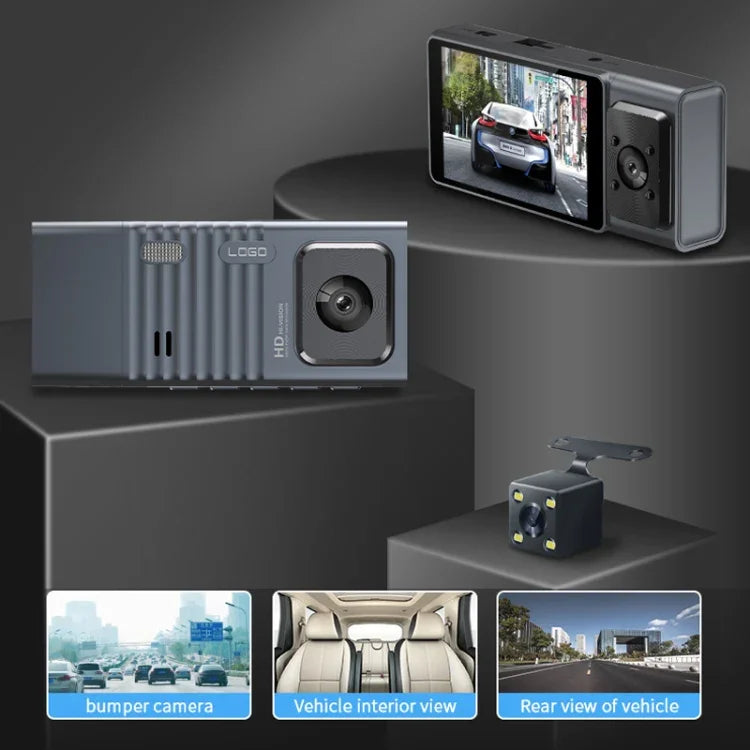 3 Camera Lens 3-inch IPS Screen WiFi Car Dash Cam 1080P Night Vision Dash Camera for Cars, 32G, 64G