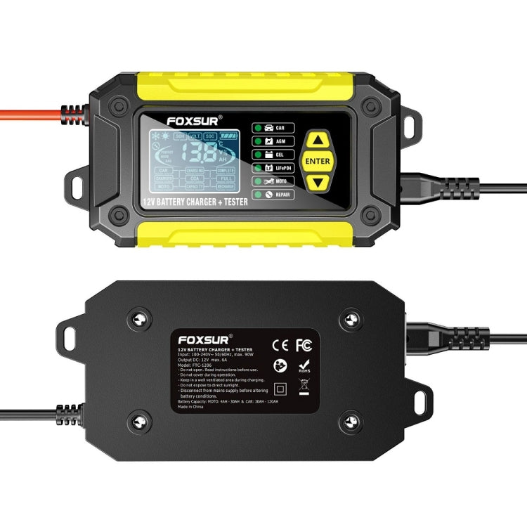 FOXSUR Cars Motorcycles 12V Lithium Cattery Charger With Battery Detection, US Plug, EU Plug, UK Plug, AU Plug