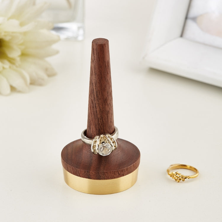 Black Walnut Wood With Brass Stand Ring Holder For Jewelry, Ring Holder