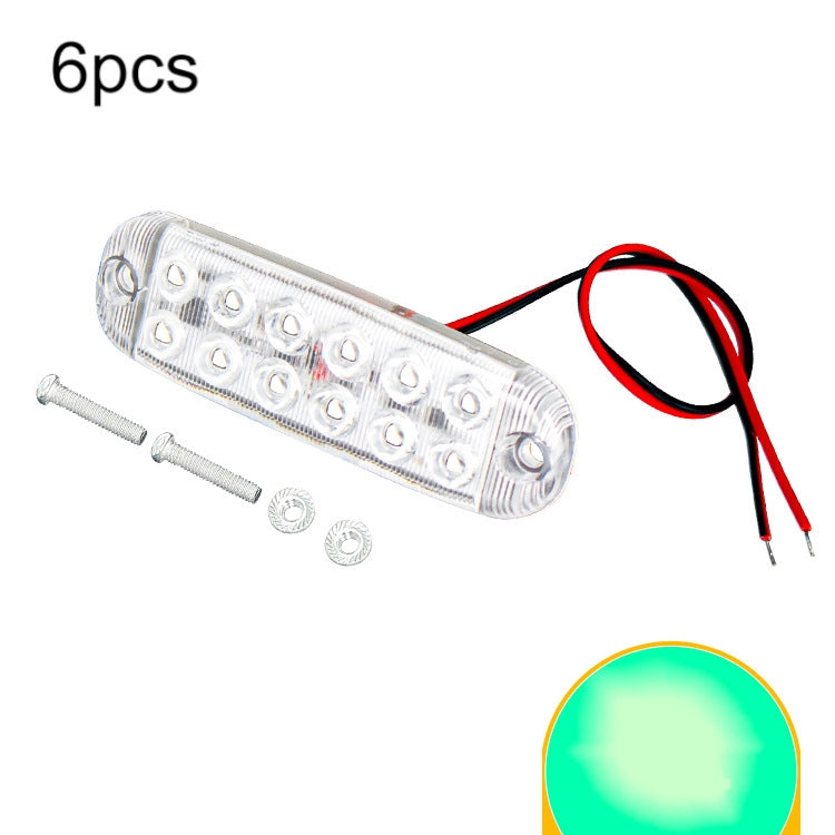 6pcs 12-Bead LED Flashing Warning Lights Motorcycle RV Signal Lights, White Light, Yellow Light, Red Light, Blue Light, Green Light