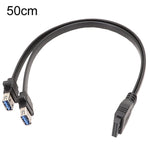 Motherboard USB3.0 Panel Cable Front 19Pin To Dual-Port A Female Data Flat Cable, 30cm, 50cm, 80cm
