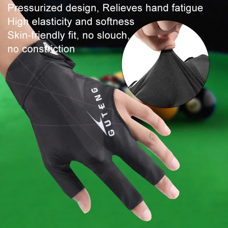 GUTENG Three Finger Thin Breathable Wear-Resistant Non-Slip Snooker Billiard Gloves, Left Hand Half Finger (Printed Black), Left Hand Half Finger (Printed Blue), Left Hand Full Finger (Gray), Left Hand Full Finger (Printed Black)                       ...