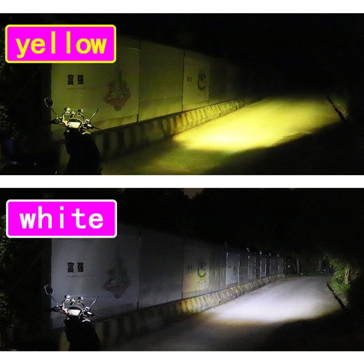 1pair 12V-85V Motorcycle Headlights Dual-color Automotive LED Working Headlights, Yellow + White Light Without Flashing, Yellow + White Light With Flashing