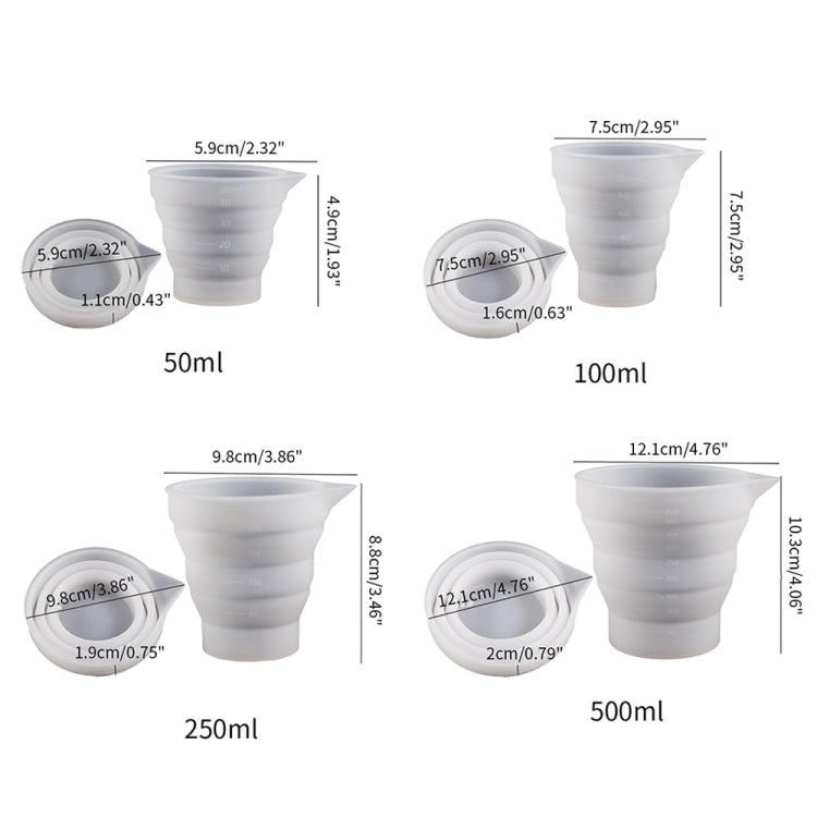 Folding DIY Epoxy Measuring Cup Silicone Mold Candle Plaster Glue Mixing Cup, 5pcs 50ml, 5pcs 100ml, 2pcs 250ml, 2pcs 500ml