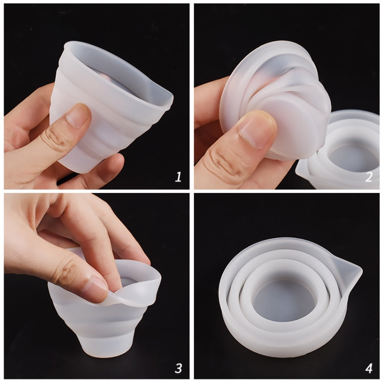 Folding DIY Epoxy Measuring Cup Silicone Mold Candle Plaster Glue Mixing Cup, 5pcs 50ml, 5pcs 100ml, 2pcs 250ml, 2pcs 500ml