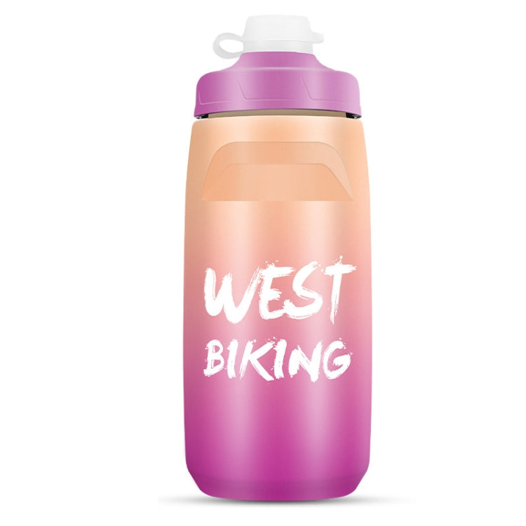 WEST BIKING 620ML Bicycle Water Bottle Portable Outdoor Cycling Water Cup, White Pink Gradient, Black Gray Gradient, Blue Gradient, Dark Green Gradient, Green Pink Gradient, Yellow Green Gradient, Black Green Gradient, Black Red Gradient