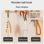 Household Large Non-Punching Organizer Wall Hanging Shelf, Black Basic Model, Black Wooden Ball With Tissue Box