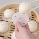 100pcs Food Grade Disposable Round Non-stick Steamer Paper Perforated Buns Steamer Pads, 7.6cm