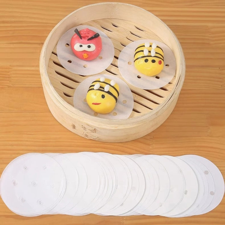 100pcs Food Grade Disposable Round Non-stick Steamer Paper Perforated Buns Steamer Pads, 7.6cm