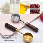15ml Wooden Handle Stainless Steel Measuring Spoon Coffee Powder Milk Powder Spoon, Silver, Gold