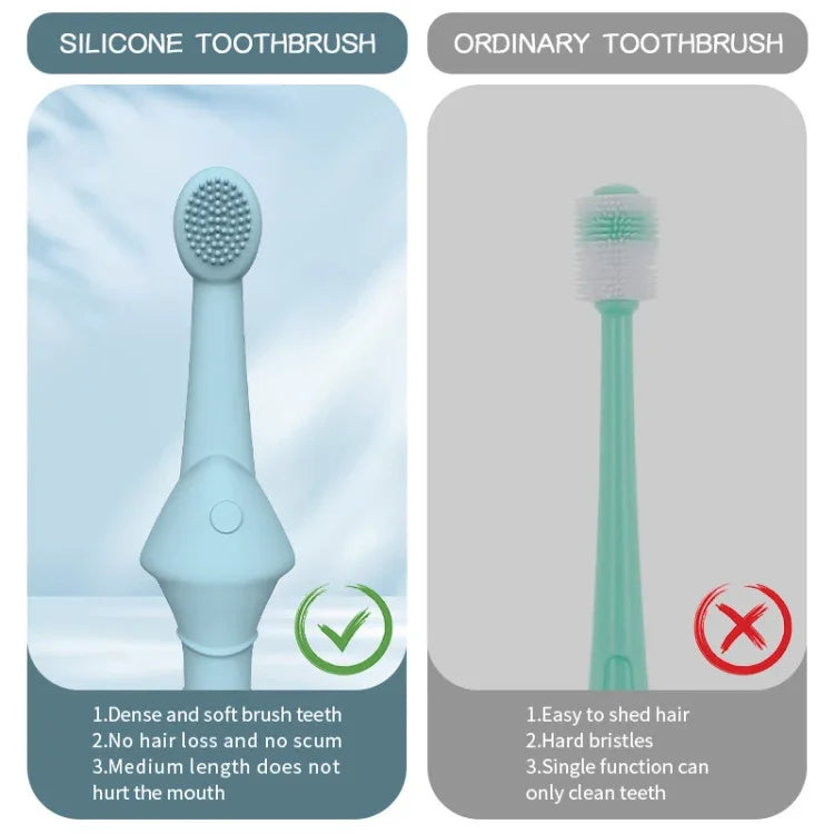 2pcs / Set Cats And Dogs Silicone Toothbrush Pet Oral Cleaning Care Tool