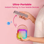 Outdoor Home Portable Wireless Karaoke Sound Cell Phone Integrated Microphone Smart Speaker, With Dual Mic Blue