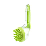 Long Handle Pet Bathing Brush Silicone Dogs Cats Cleaning Massage Brush Grooming Comb, Fine Teeth Yellow, Fine Teeth Blue, Fine Teeth Green, Coarse Teeth Yellow, Coarse Teeth Blue, Coarse Teeth Green