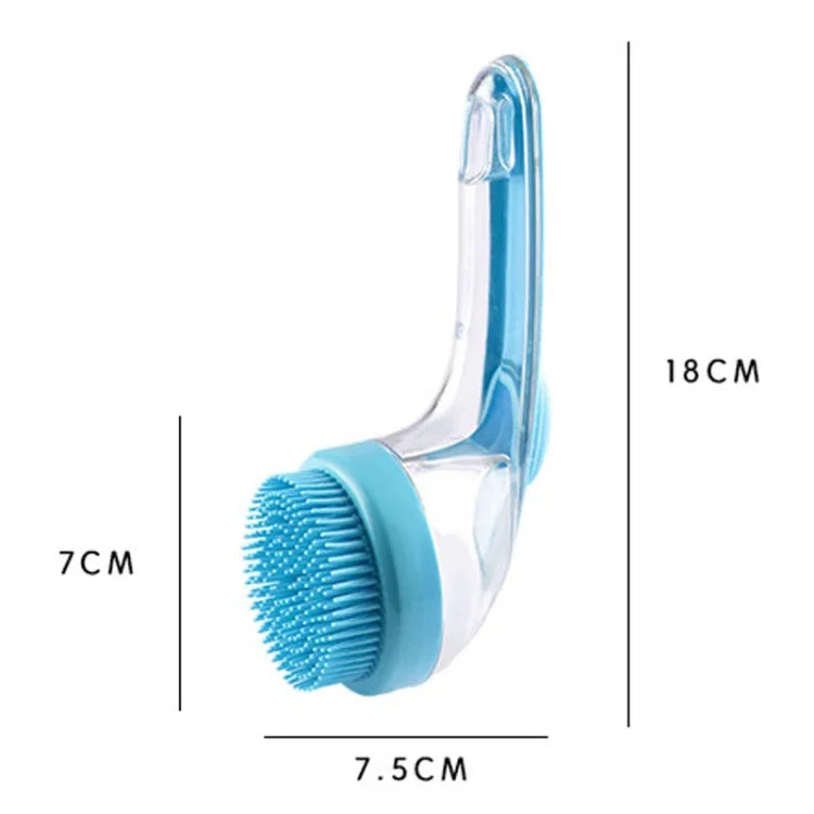 Long Handle Pet Bathing Brush Silicone Dogs Cats Cleaning Massage Brush Grooming Comb, Fine Teeth Yellow, Fine Teeth Blue, Fine Teeth Green, Coarse Teeth Yellow, Coarse Teeth Blue, Coarse Teeth Green