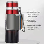 316 Stainless Steel Insulated Mug Large Capacity Vacuum Thermos Outdoor Portable Car Insulated Water Bottle, 800ml, 1000ml