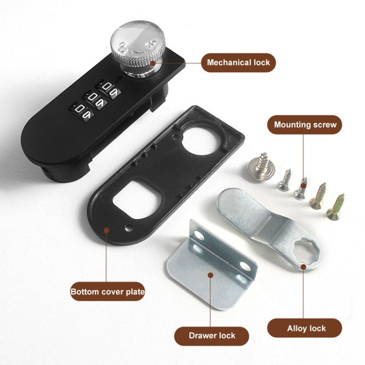 Home Drawer Locker Mechanical Dial And Quarter Turn Combination Lock, Left Turn, Right Turn