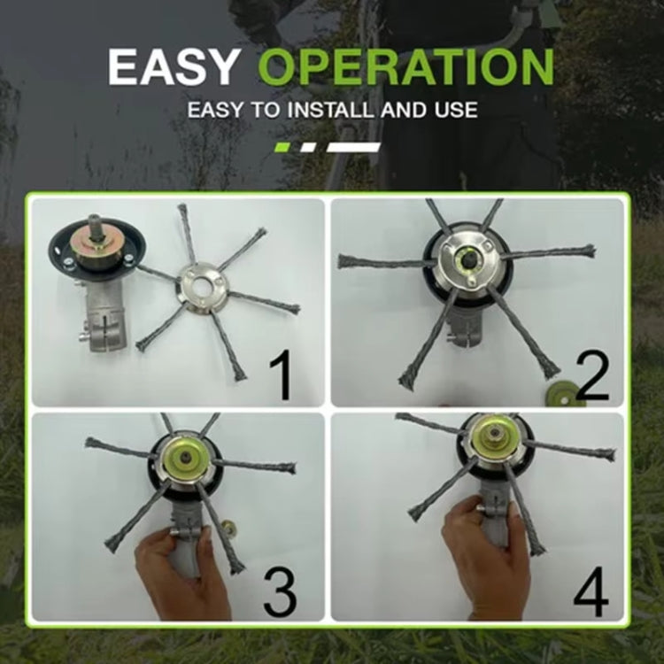 Steel Wire Weeding Wheel Twisted Wire Weeding Disc Mower Blade Accessories, 3-heads, 6-heads
