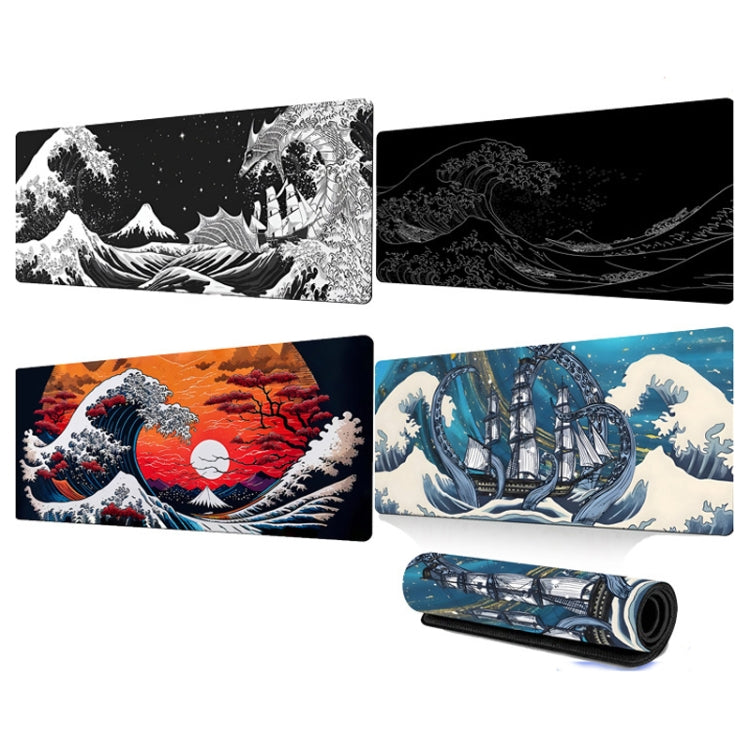 Big Wave Gaming Mouse Pad Non-Slip Rubber Desk Mat, 300x600x2mm, 300x700x3mm, 300x800x2mm, 300x800x3mm, 400x900x2mm, 400x900x3mm