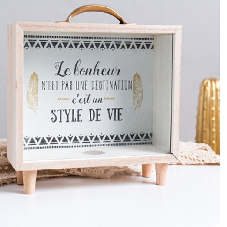 Creative Wooden Art Fresh Piggy Bank Bedroom Desktop Decoration Ornaments Sundries Storage Box, Handle Wooden Storage Box - A, Handle Wooden Storage Box - B, Wooden Storage Box - A, Wooden Storage Box -B