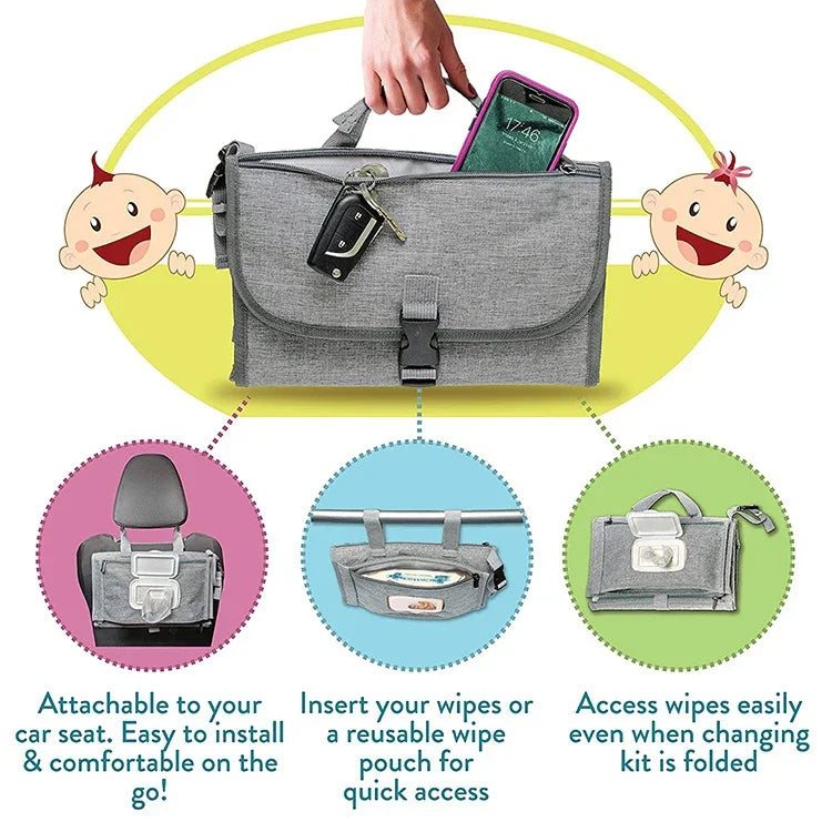 Multifunctional Waterproof Changing Diaper Pad Children Car Bag