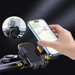 Bicycle and Motorcycle Phone Holder with Hidden Silicone Strap, Handbar, Rearview Mirror