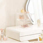 2pcs /Pack Stackable Makeup Drawer Organizer Acrylic Cosmetic Storage Box