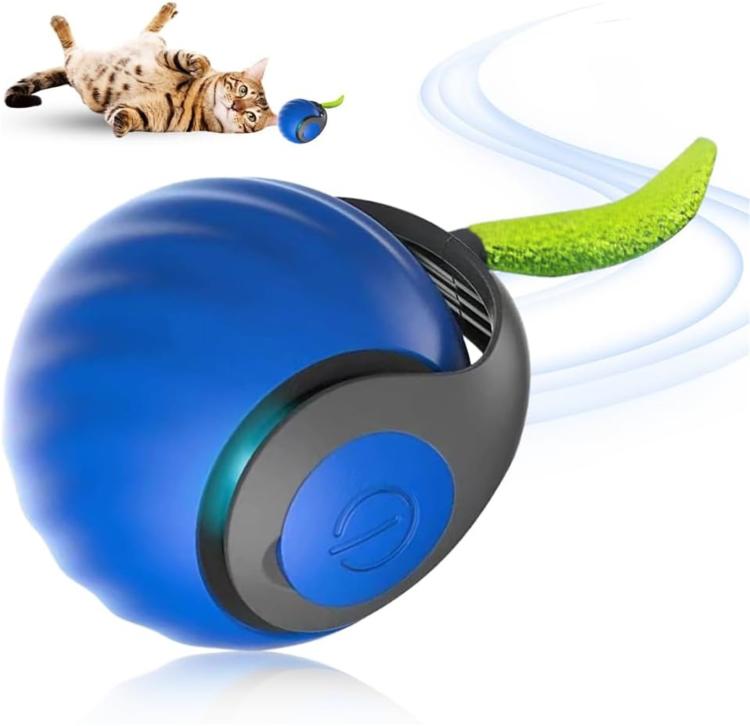 Smart Self Rolling Ball Interactive Cat Toys USB Rechargeable Cat Ball Two Speed Adjustment, TUTU Blue, TUTU Orange