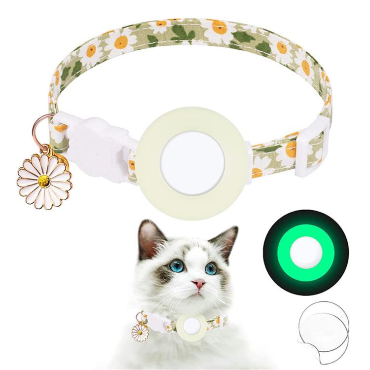 For AirTag 2nd Gen / AirTag 1st Gen Tracker Silicone Cover Small Daisy Pet Collar Dog Collar With Bell And Front Back Film